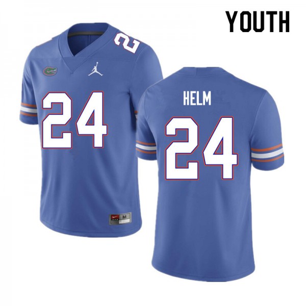 Youth #24 Avery Helm Florida Gators College Football Jersey Blue